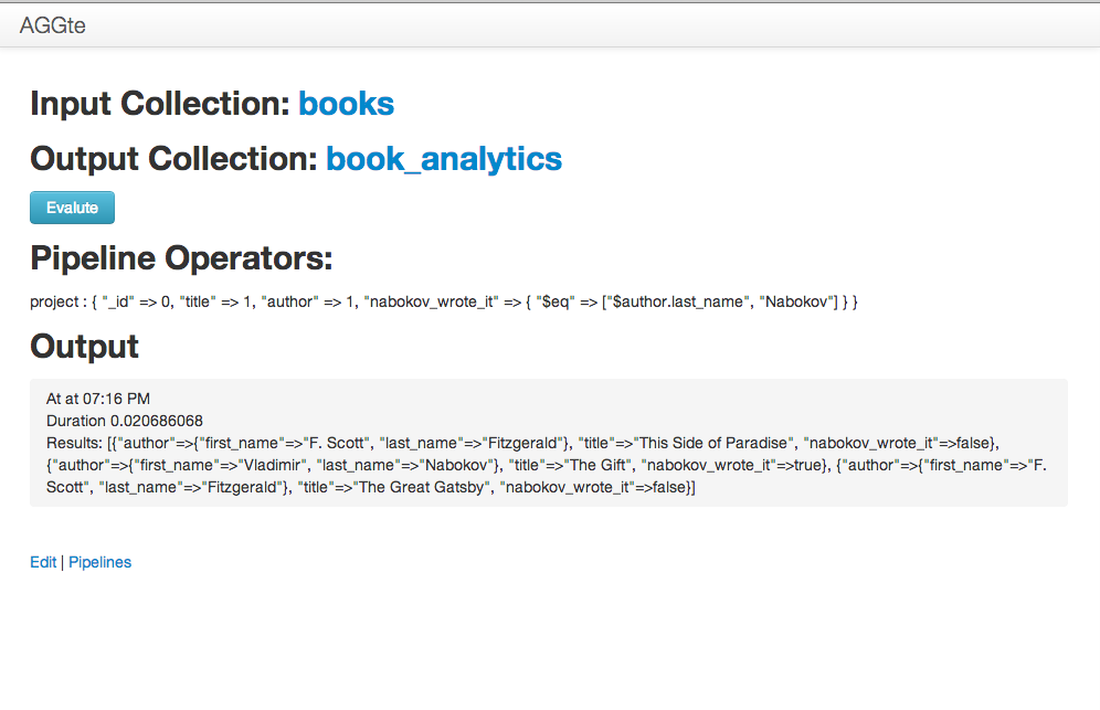 aggregation pipeline web interface