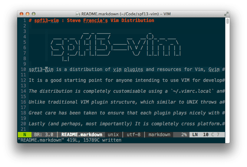 spf13-vim: Steve Francia's Vim Distribution